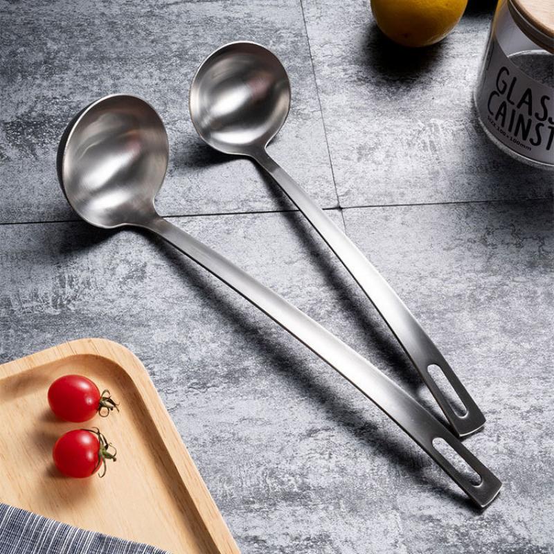 HANYANG Нержавеющая сталь 304 Половник для супа Раковина для супа Утечка супа Длинная ручка Утолщенный песочный светильник Горячий половник Кухонный половник для супа