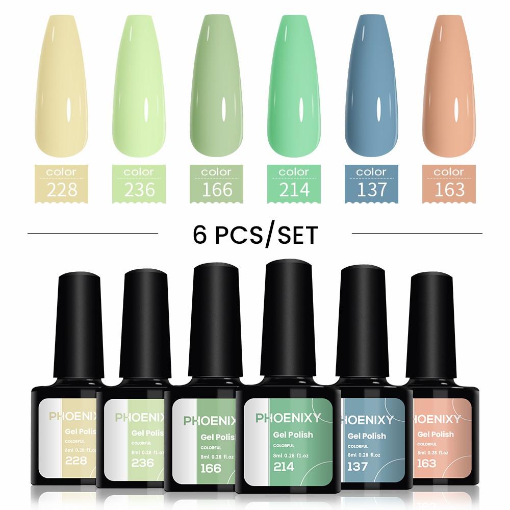 PHOENIXY 6/10/12/13/18/20 шт., набор цветных гель-лаков для ногтей, набор гелей для замачивания с чистым цветом для дизайна ногтей, стартовый набор для начинающих, сделай сам дома