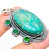 Natural Chrysocolla, Diopside Gemstone 925 Sterling Silver Pendant 2.40" N7d87