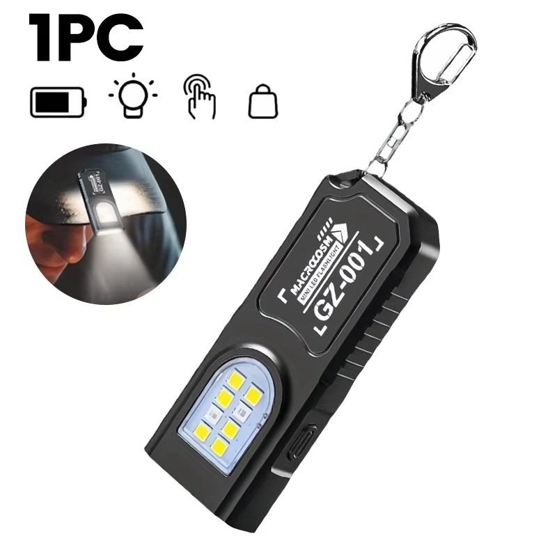 LED Keychain Flashlight Type C Rechargeable 550LM Portable Mini Torch Pocket Lantern Flood Work Light With Magnet For Emergency