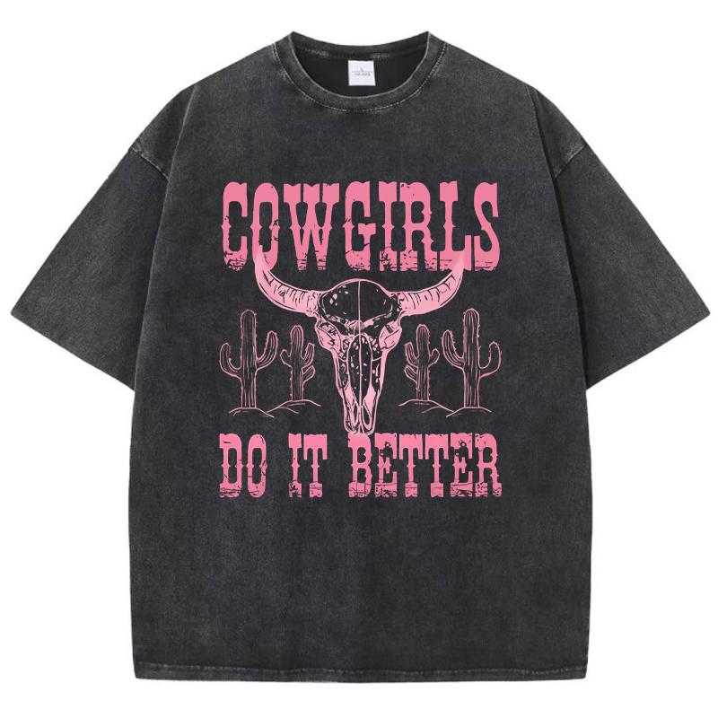 Принт 'Cowgirls Do It Better' Женские футболки Уличный хип-хоп С коротким рукавом Летняя мягкая футболка Свободная дышащая футболка оверсайз