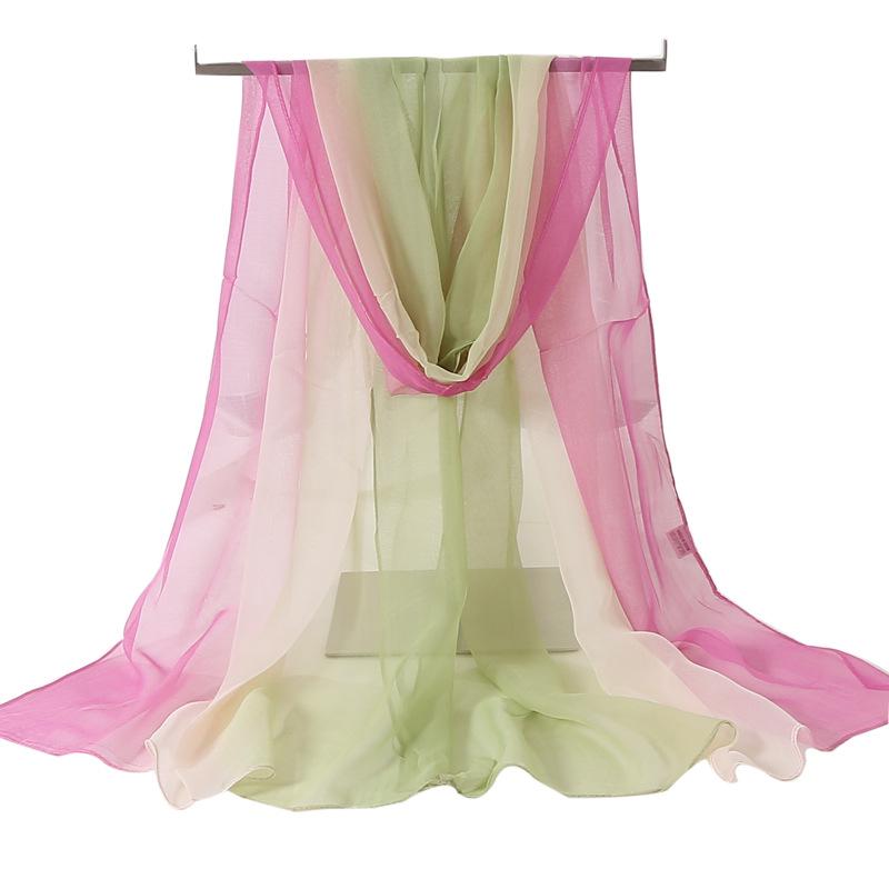 Женский шелковый шарф градиентного цвета в стиле арт-стиль, длинный, весенне-осенний, тонкий, шаль, танцевальный шелковый шарф, шарф для этикета