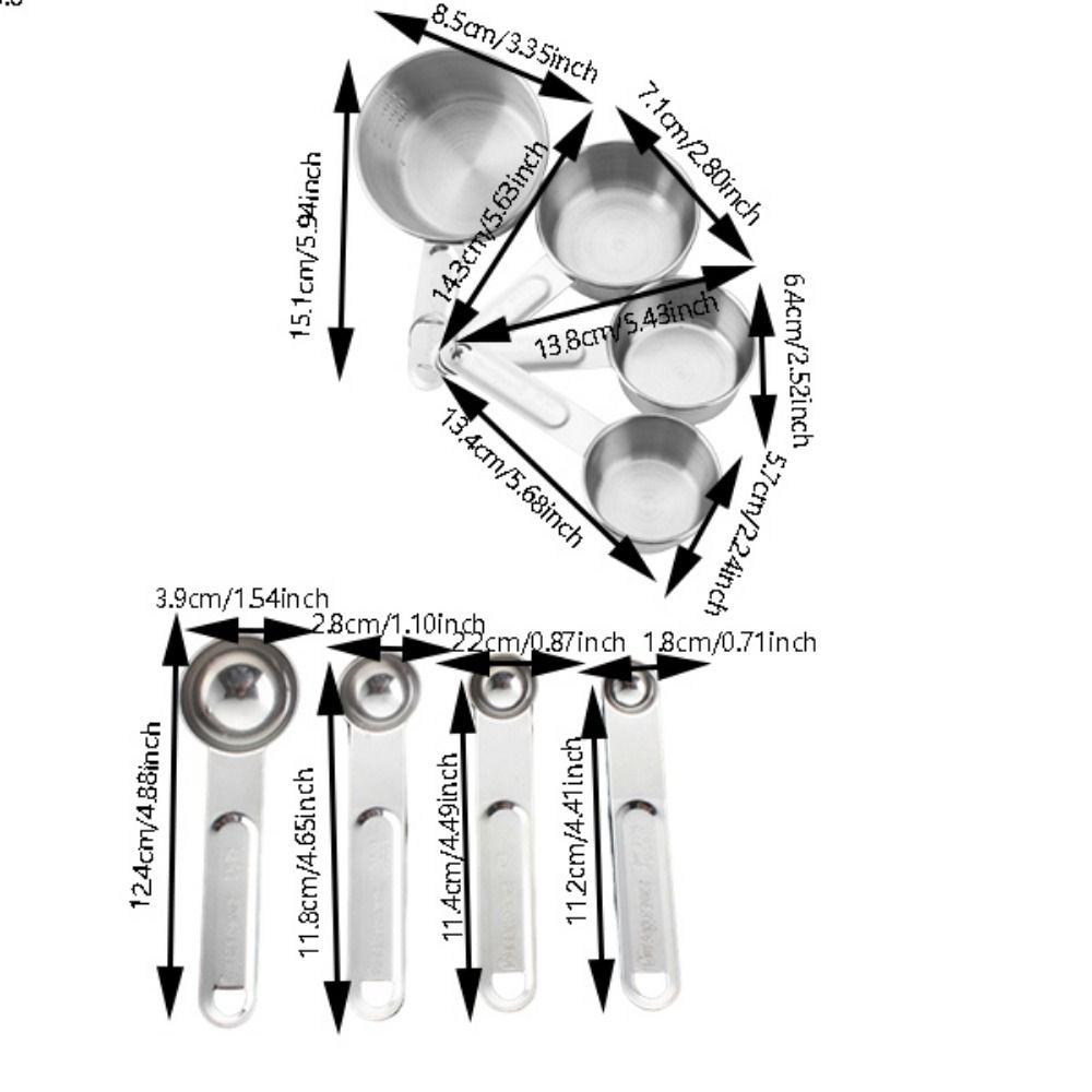 8Pcs Stackable Spoons Measuring Cups Measuring Spoons Set Scaled Baking Tools Cooking
