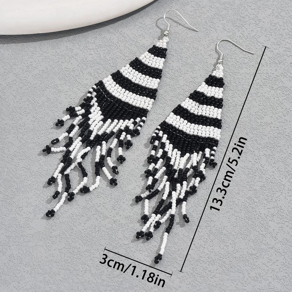 2025 новый стиль простые серьги из бисера с бахромой серьги-гвоздики из рисовых бусин универсальные текстурные серьги