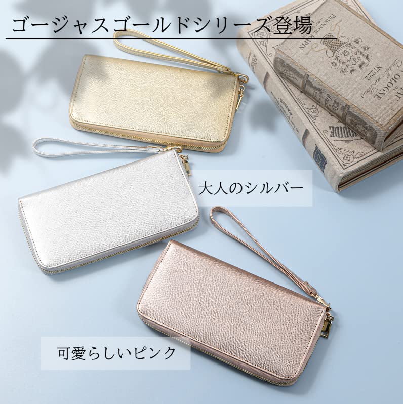 ORION World Selection Длинный кошелек из натуральной кожи (Великолепное серебро) Женский кошелек (Круговая молнияБольшая вместимость) Подарок лунного света