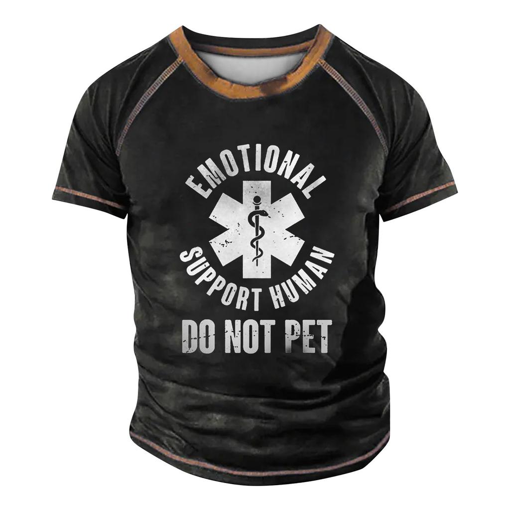 Мужская футболка реглан в стиле ретро с коротким рукавом и круглым вырезом с буквенным принтом, топы