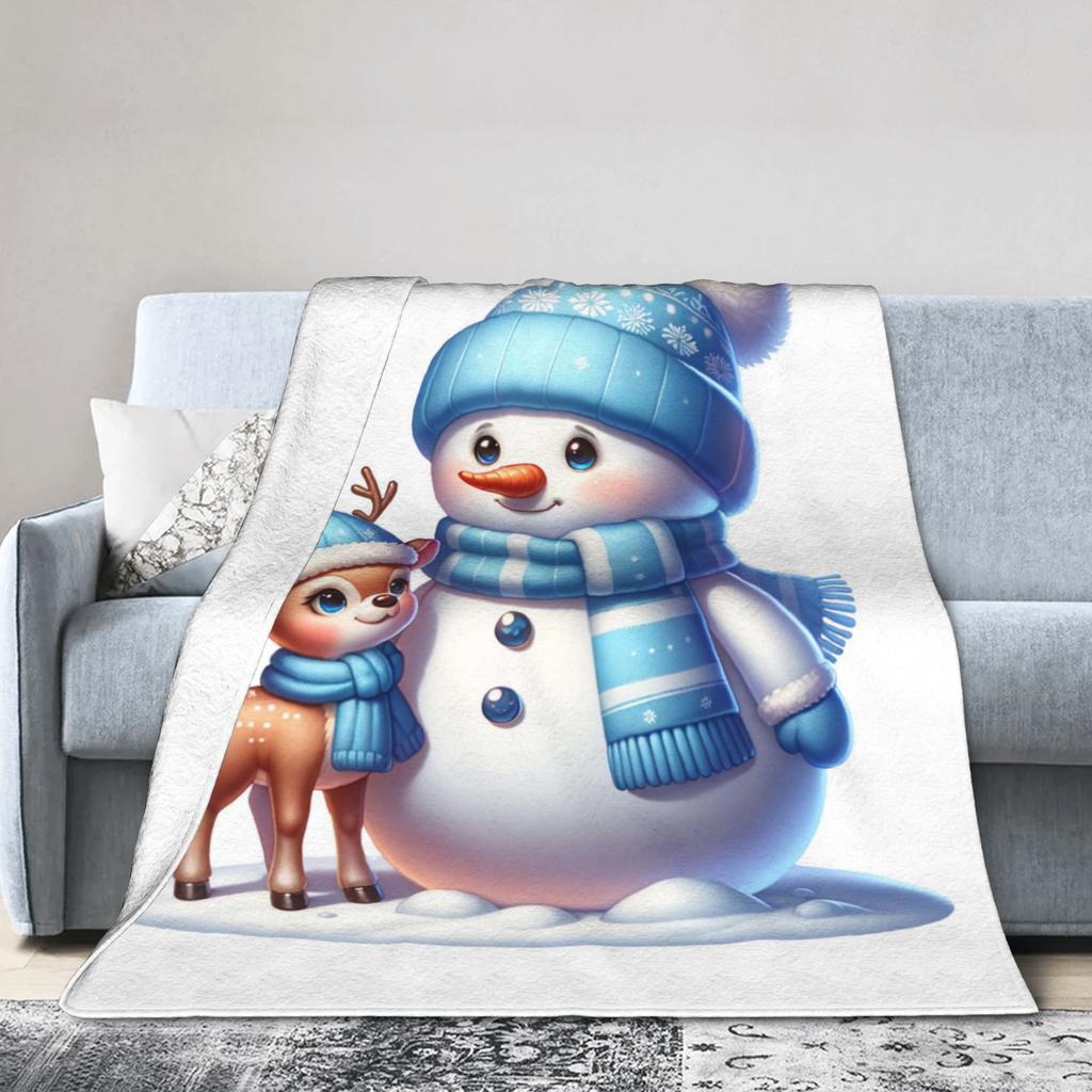 Christmas Snowman Plush Blanket Children Flannel Throw Blanket For Home Decor Warm Custom Quality Bedspread Gift