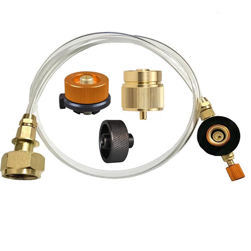 German Standard LPG Stove Head: Outdoor Gas Can Adapter with Long Flat Cassette and Inflatable Valve Connector Pipe
