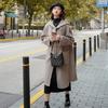 Women Winter Overcoat Hooded Pockets Pure Color Open Stitch Cardigan Mid Length Coat Thermal Long Sleeves Commuting Dating Winter Coat