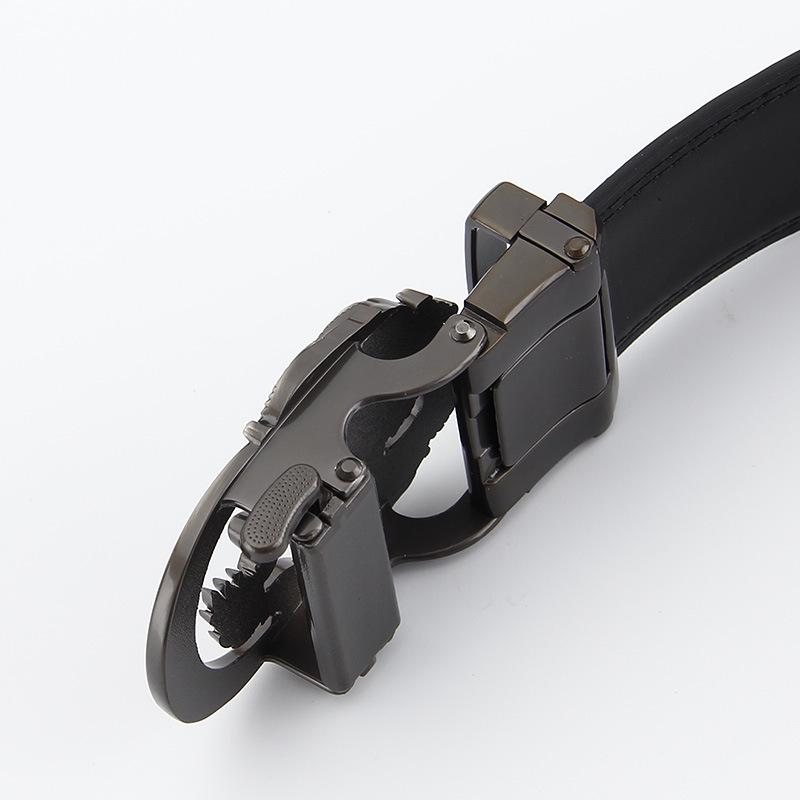 Men's Dragon-Shaped Genuine Cowhide Belt with Automatic Buckle, 14-Grain Two-Layer, Business Casual.