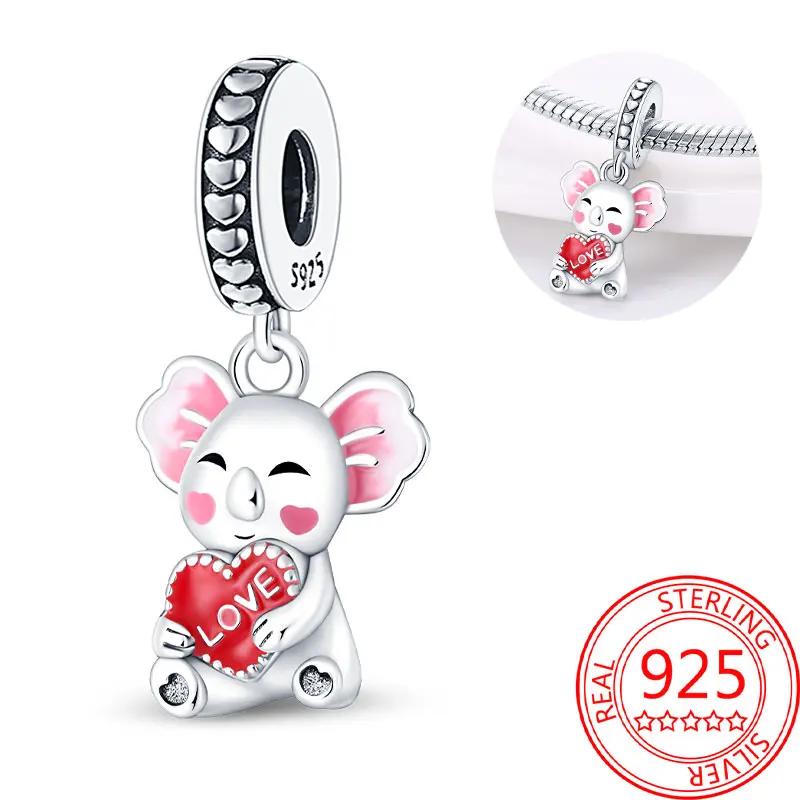 Exquisite Copper Little Monkey Embracing Red Heart Pendant Fit Bracelet Necklaces Party Pairing With Handmade Gifts