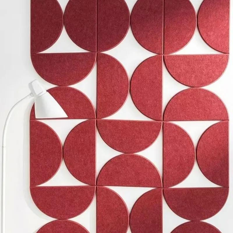 12pcs/set Felt Wall Sticker Soundproof Semicircle Self-Adhesive Wall Panels Peel and Stick for Studio Home Office Decoration