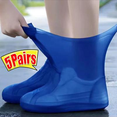 5/1 пара силиконовых водонепроницаемых бахил, защитные противоскользящие непромокаемые сапоги для улицы в дождливый день, многоразовые износостойкие бахилы
