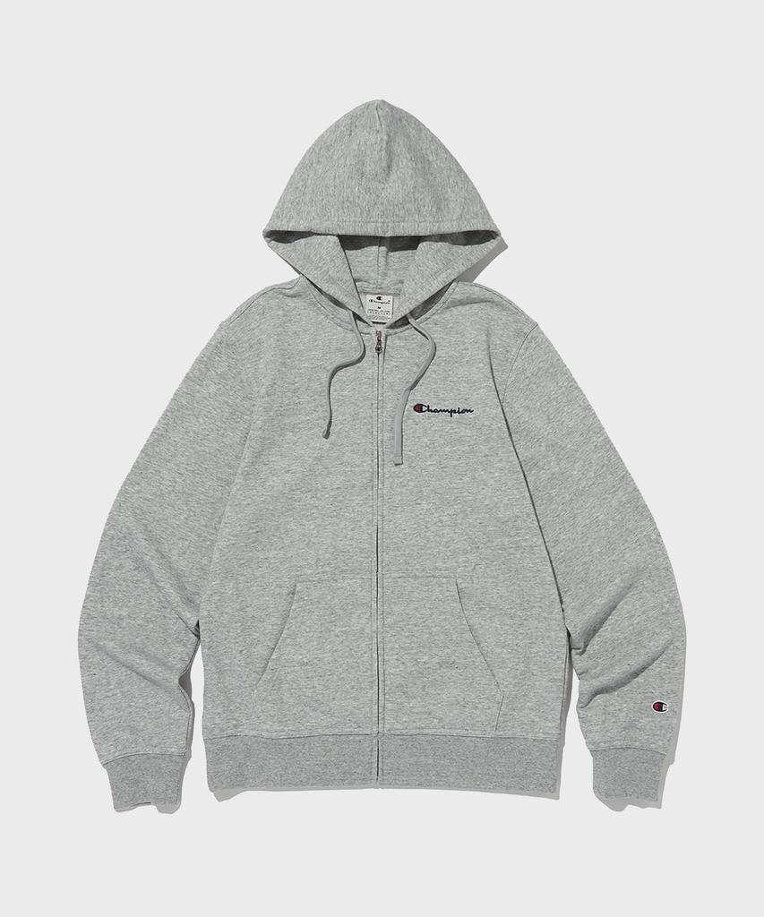 Champion Худи на молнии с маленьким логотипом-надписью Обычный серый