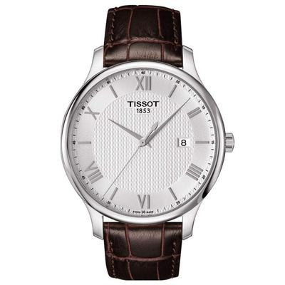 [Tissot] Мужские часы TISSOT Tradition Серебристый циферблат Кожаный ремешок T0636101603800 [Авторизованный импорт]