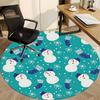 1pc Snowman Pattern Chair Carpet for Office, Round Non Slip Durable Large Size Office Carpet, Suitable for Office