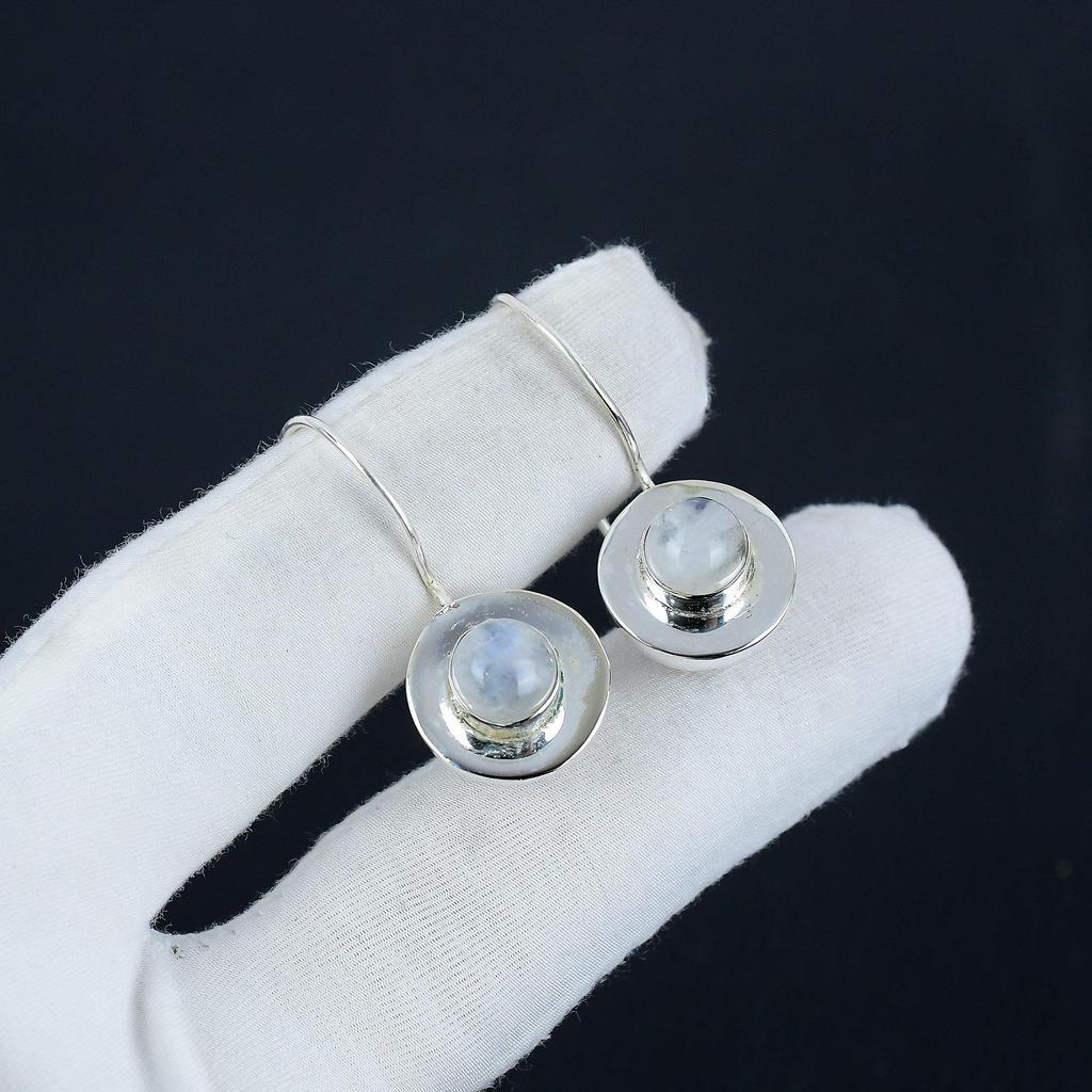 Серьги с натуральным радужным лунным камнем, серьги из стерлингового серебра 925 пробы, серьги-подвески из серебра ручной работы в стиле бохо, подарок на помолвку
