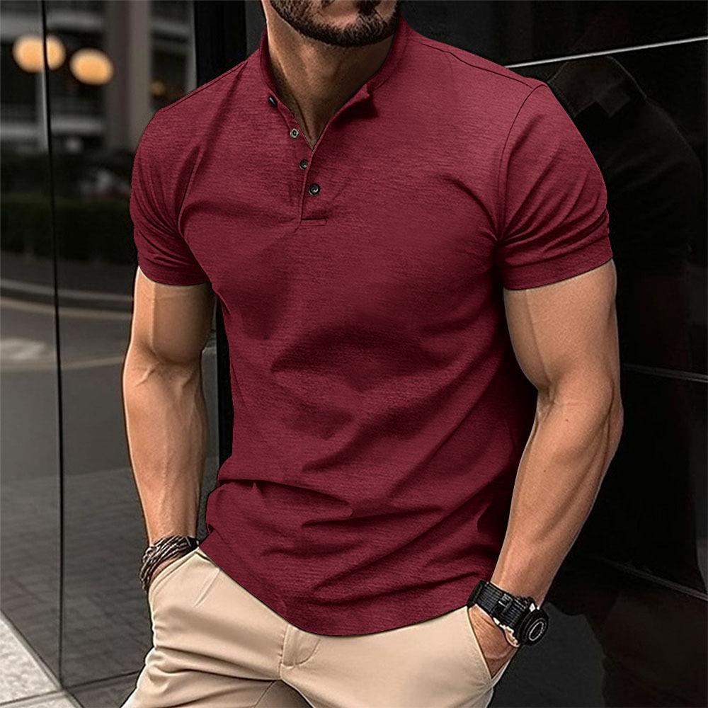 Print Men Summer Short Sleeve Button Polo Shirt Men Slim Fit Golf Polo Shirt Stand Collar Polo Shirt