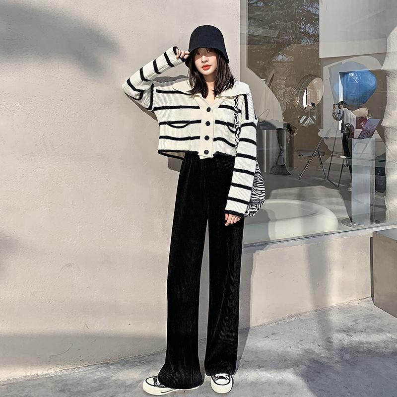Fashion High Waist Women's Straight Leg Pants Autumn and Winter Elegant Casual Loose Simple Long Pants Ladies Solid Color Trousers 2347