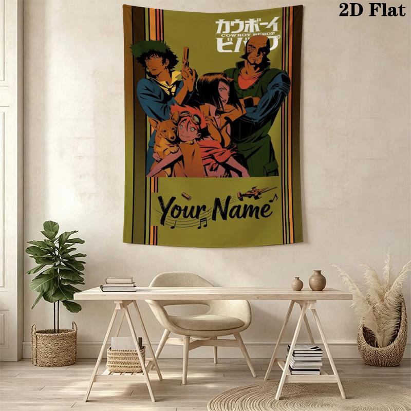 Name Custom CowboyBebop Wall Tapestry Aesthetic Wall Hanging Printed Fabric Blanket Decorative Tapestries for Bedroom Living Room Home Decor