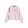 Li Ning Sports Lifestyle Series Letter Print Fleece Warm Loose Pullover Sweatshirt Women Sweatshirt Lotus-Pink Purple AWDT816-5