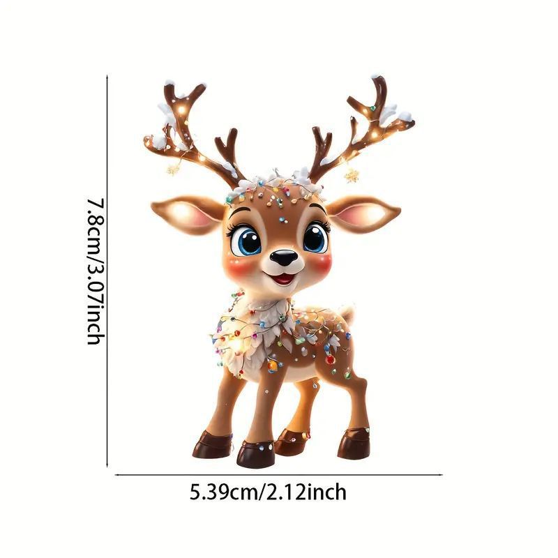 2D Acrylic Cartoon Fawn Christmas Tree Pendant Christmas Cartoon Cute Elk Hanging Decorations New Gifts Party Decor