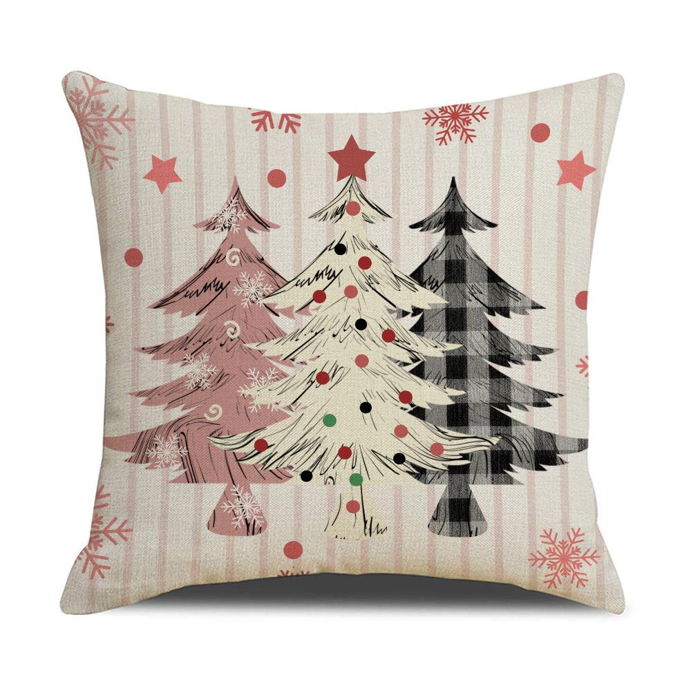 Cartoon Pink Christmas Pillowcase Party Carnival Cushion Sofa Pillow Linen Pillowcase
