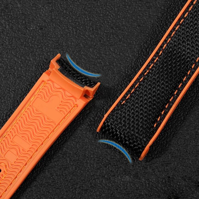Классический силиконовый ремешок для часов из нейлоновой резины для Omega Seahorse 300 Quarter Orange Ocean Universe 600 Black grey Watch Band 20 мм 22 мм