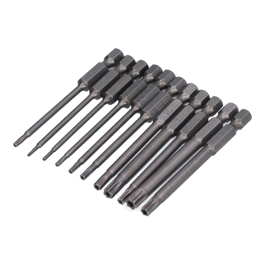 11 Piece Plum Blossom Screwdriver Bit Set 14in Hex Shank S2 Steel Magnetic 75mm Safety Bit Set