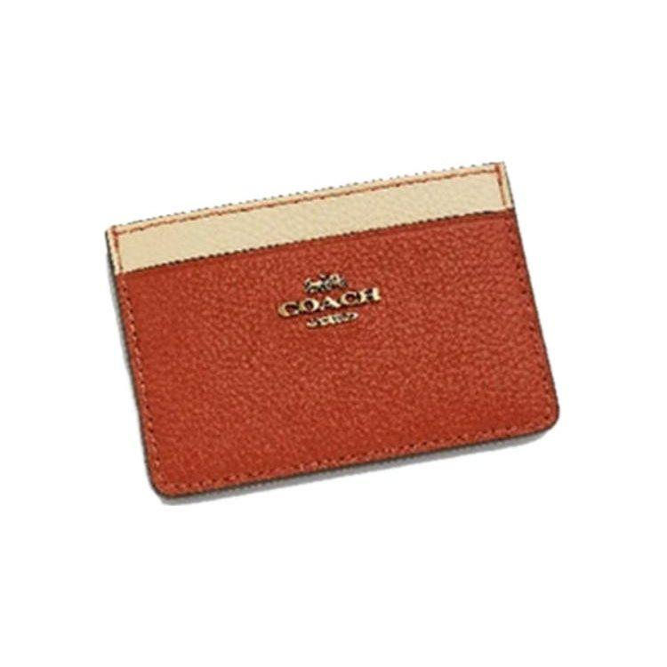 Coach Кардхолдер 10 Кожаный Мини-кошелек Женские кошельки Оранжевый Белый 2843G-B4QQS
