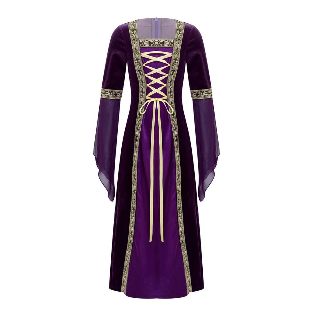 Детское винтажное платье эпохи Возрождения для девочек, готический средневековый костюм, платья макси, костюм для косплея на Хэллоуин