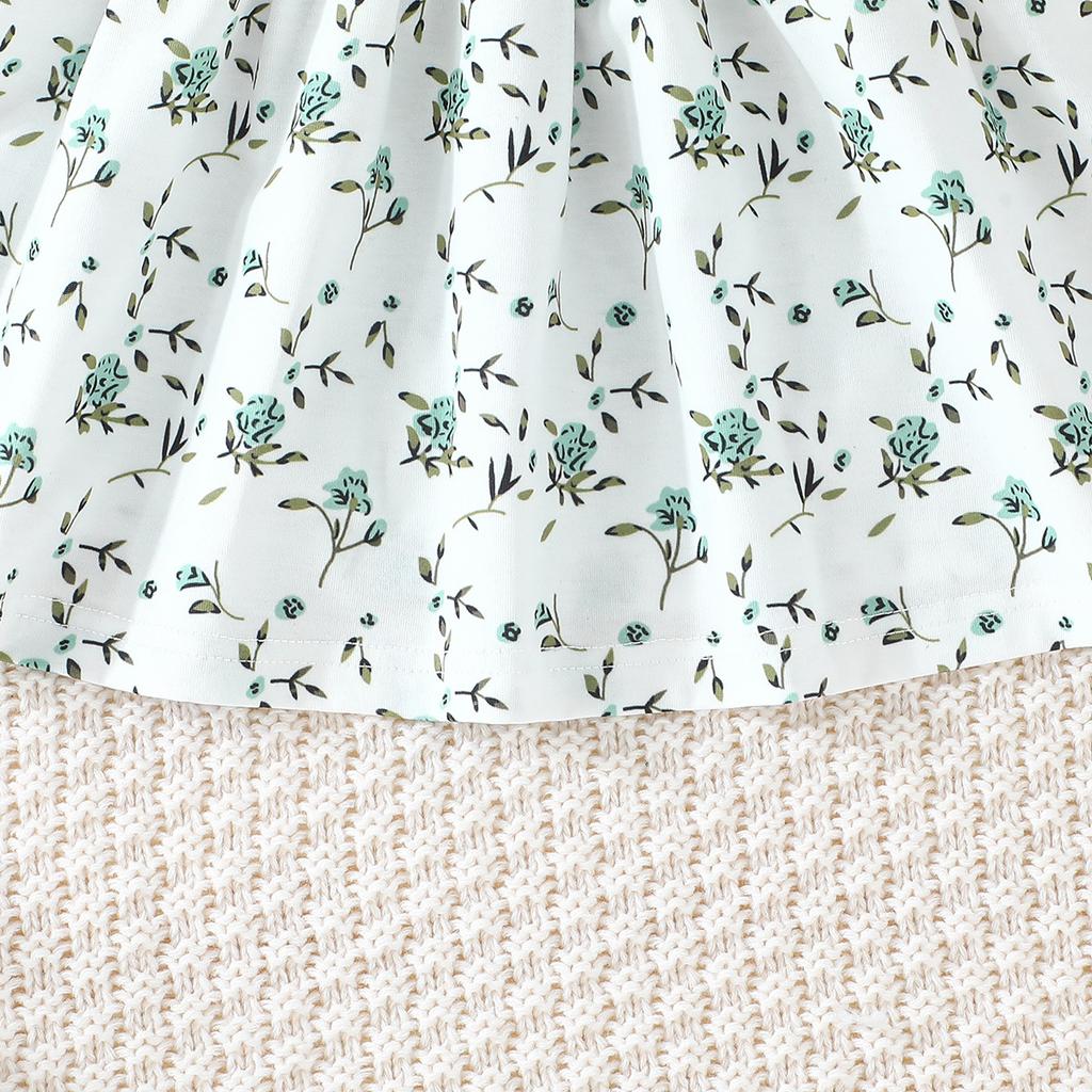 6M-3Y Baby Set Children's Clothing Floral Dress Autumn Children's Long-sleeved Dresses Bow Skirt Long-sleeved Jacket Set