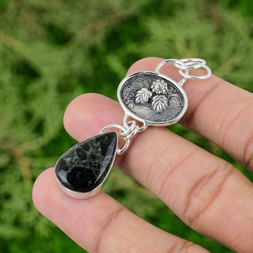 Daughters Day Sale 925 Silver Pear Natural Star Galaxy Jasper Mother New Pendant