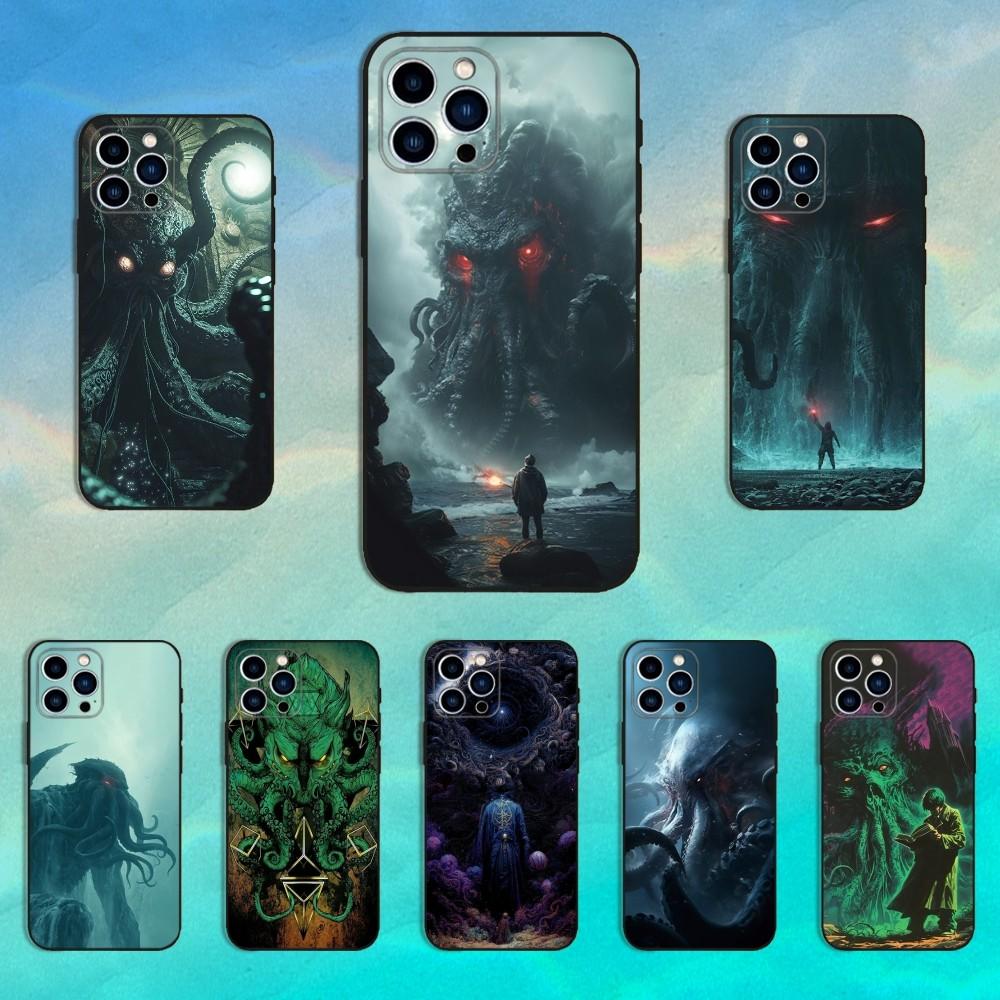 Mythos Art Cthulhu Phone Case For iPhone 16,15,14,13,12,11 Plus,Pro Max,XS,X,XR,SE,Mini,8,7,Soft Silicone Black Cover