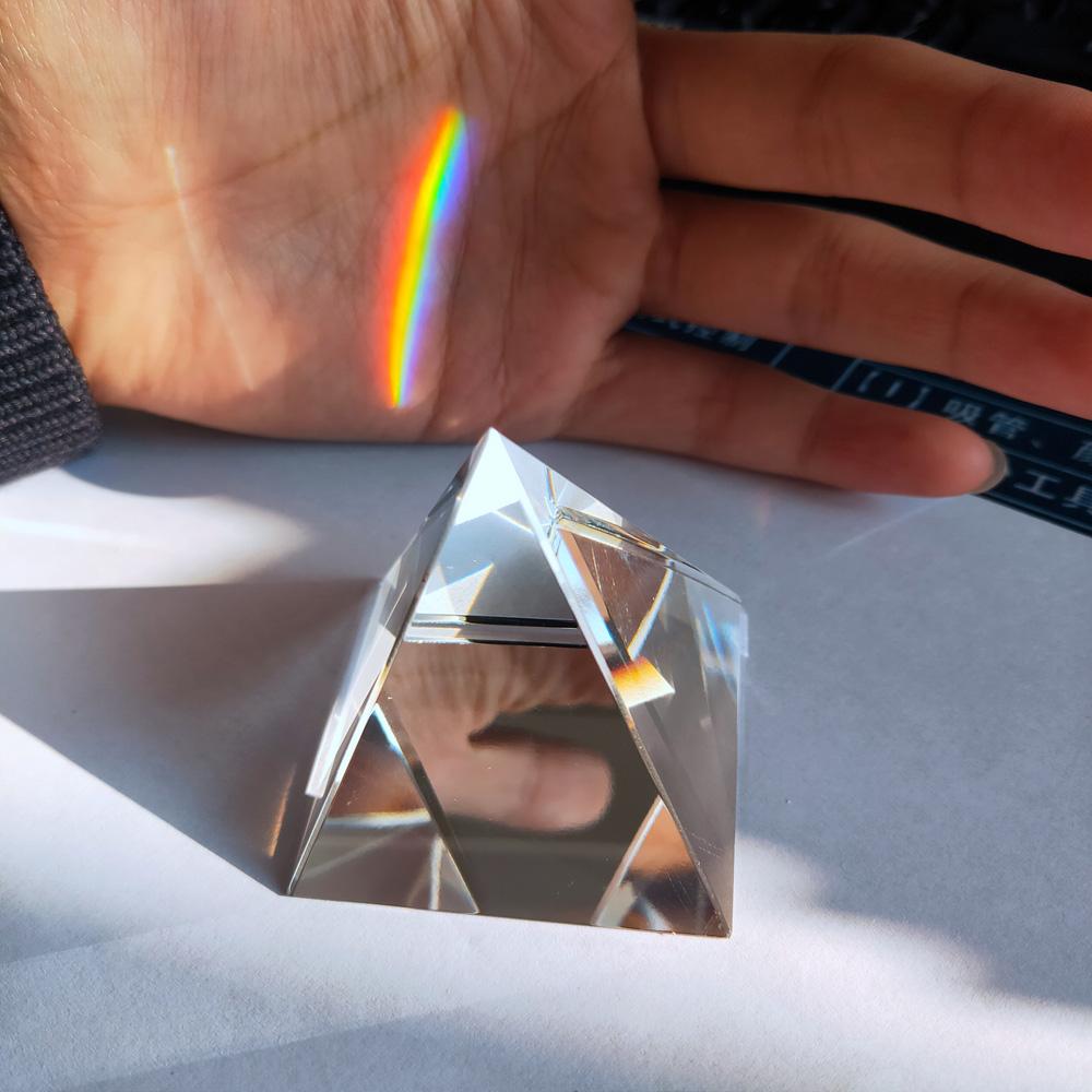 Optical Crystal Pyramid Prism 2.4-Inch Multi-Color Toy and Desktop Decor Used for Physics Science Photography Decoration Adults and Kids