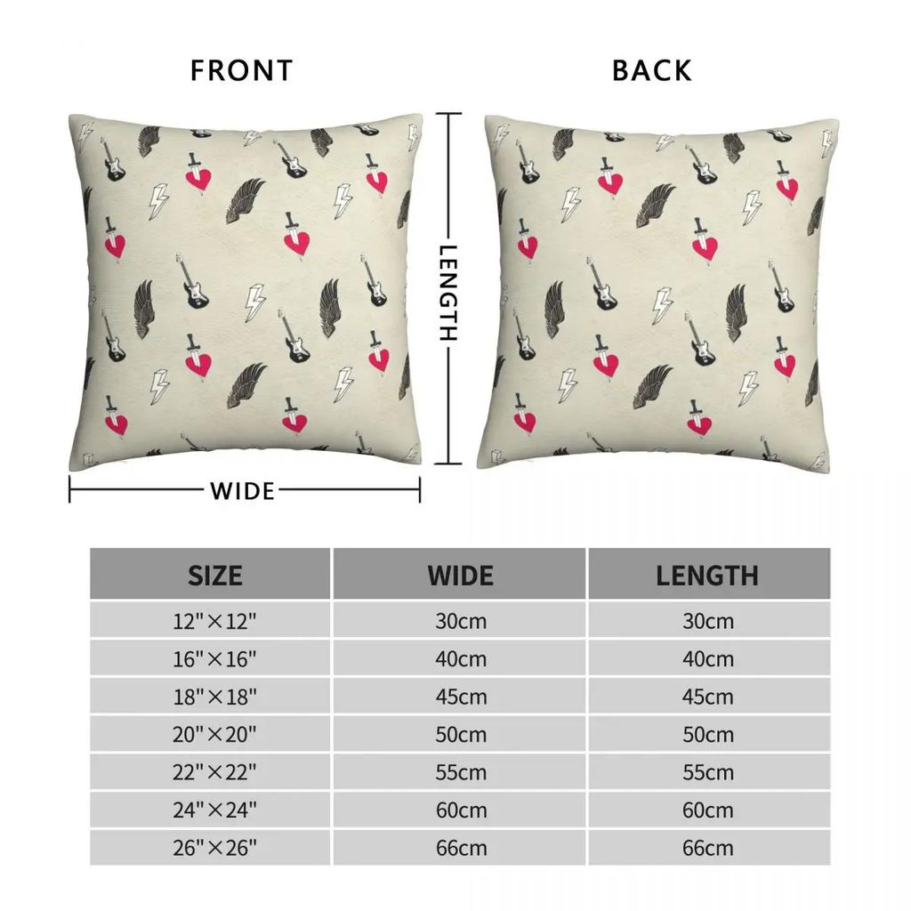 Skull Rock Music Grunge Pattern Pillowcase Polyester Cushion Cover Decorative Pillow Case Cover Home Square
