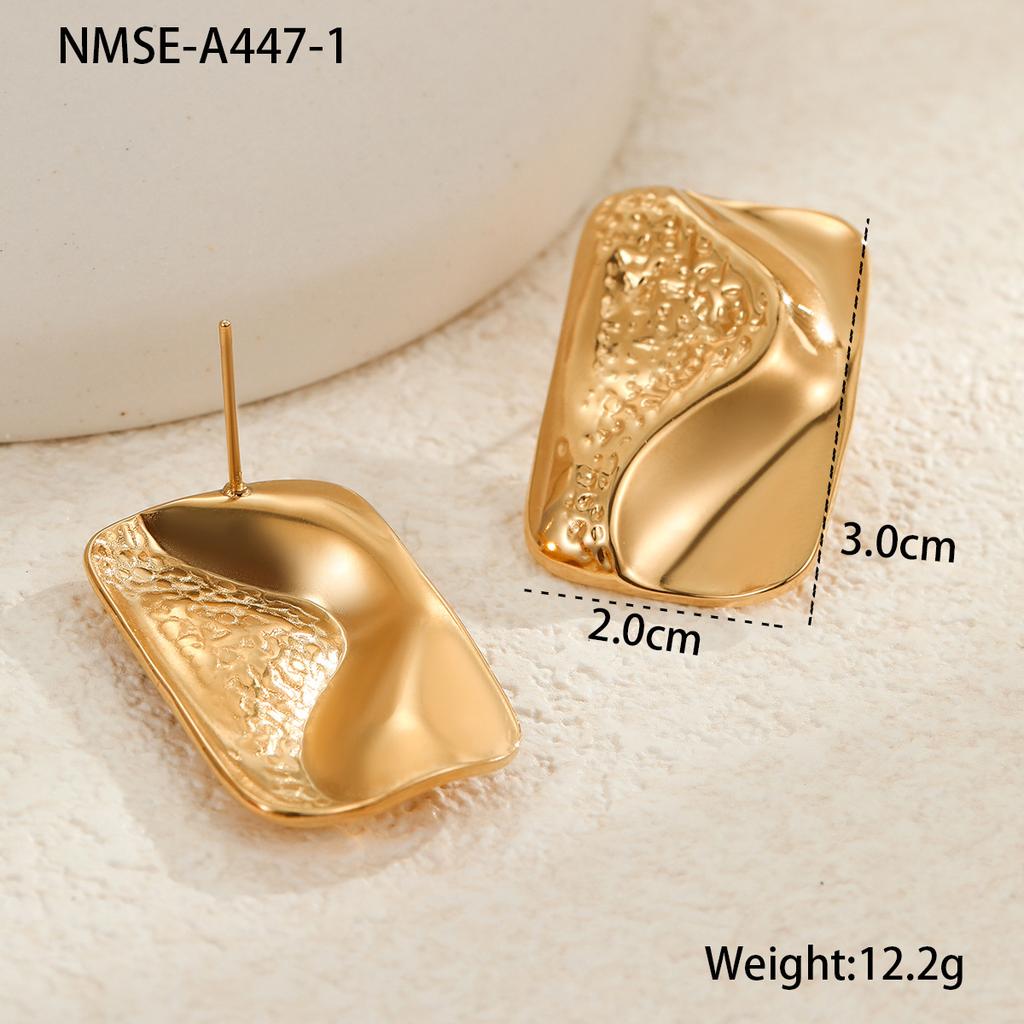 GEMCHIC Women's Geometric Square Gold Earrings Vintage Stainless Steel Studs 18K Plated Fashion Jewelry