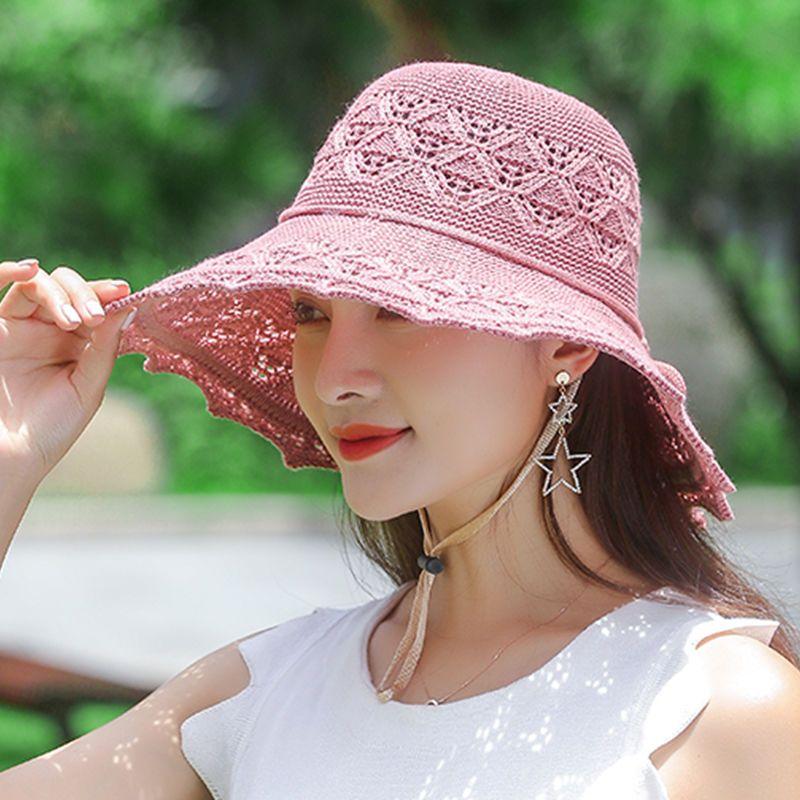 Summer Foldable Hats for Women Korean Large Brim Sun Protection Hats Vacation Travel Seaside Cool Hats