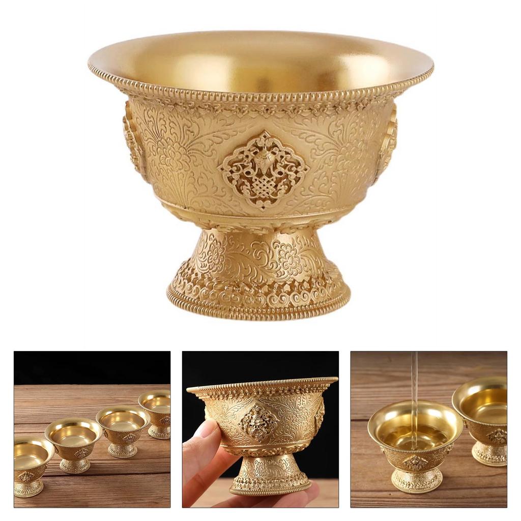 Elegant Brass Water Cup Meditation Water Cup Brass Texture Suitable for Home Buddhist Altar Offering and Daily Use