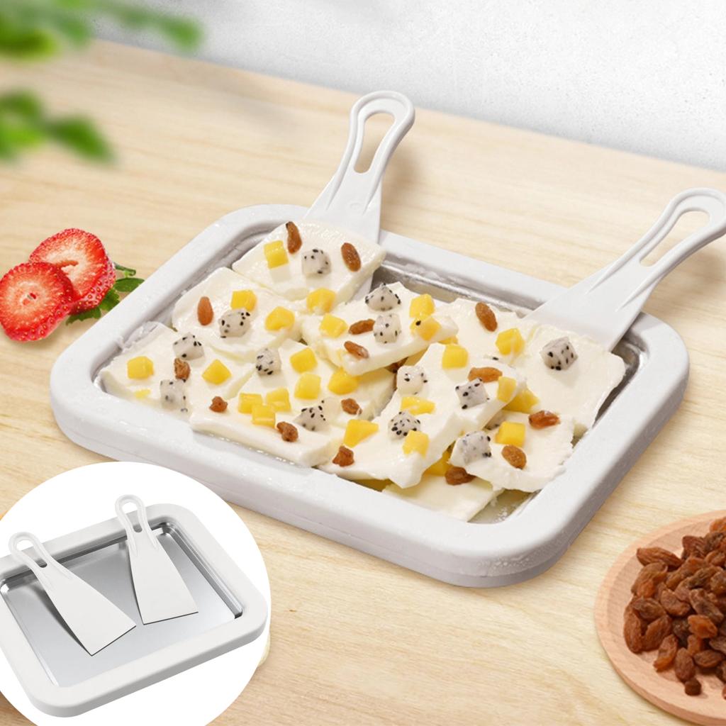 Форма для мороженицы с 2 скребками, Пластина для мороженицы, Многофункциональная пластина для жареных холодных сладостей, Аппарат для мороженого ролл