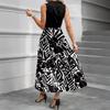 Women Summer Dresses Bohemian Women's Casual And Fashionable V-neck Sleeveless Printing Mid Length Dress
