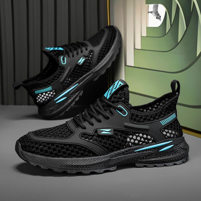 Мужская летняя сетчатая дышащая обувь, мужские кроссовки из плетеной сетки, мужская спортивная обувь для бега и отдыха, тонкая, легкая, пляжная сетчатая обувь 2024
