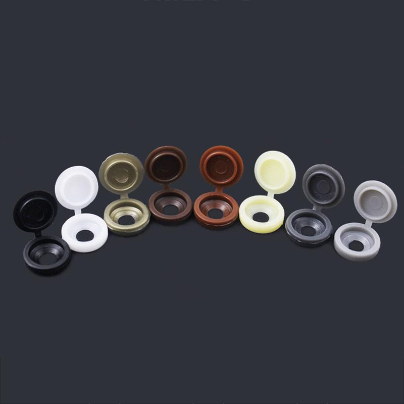 10/100Pcs Hinged Plastic Screw Cap Cover Nut Fold Snap Protective Cap Button Screw Wood Furniture Decorative Nuts Bolts Hardware