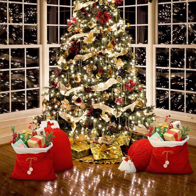 WTEMPO Красные Ретро Элегантные Рождественские Украшения Рюкзаки для Старшеклассников Подарочные Мешки Высококачественные Бархатные Утолщенные Подарочные Мешки Большие Мешки на Завязках для Упаковки Подарков