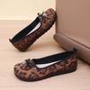The New Popular Bow Leopard Print Light Mouth Square Head Flat Heel Comfortable Soft Low Heel Versatile Single Shoes Soft Sole Is Not Tired
