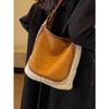 Women Furry Shoulder Bags Autumn Winter New Lamb Wool Large Capacity Bucket Bag Female Fashion Suede Handbags