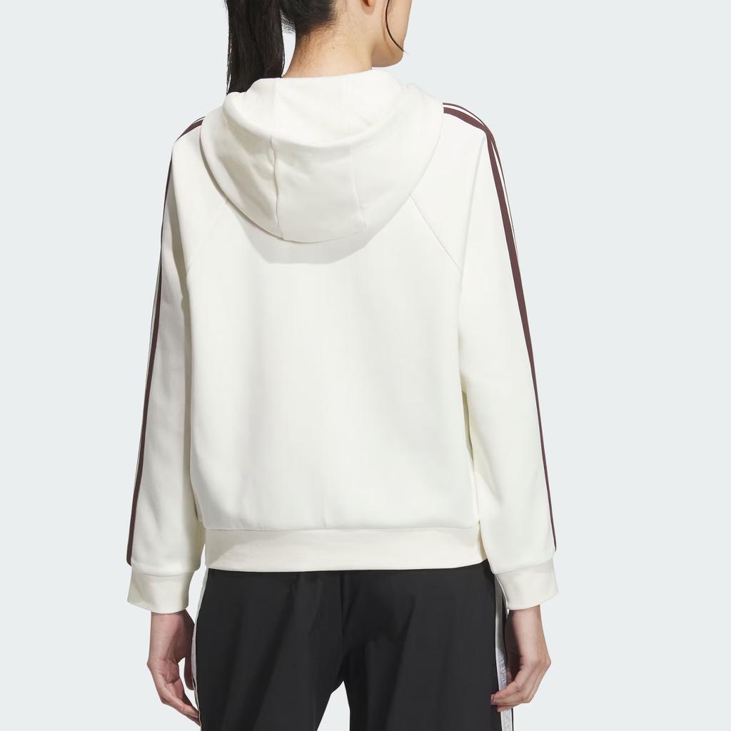 Adidas Sportswear Soft Doubleknit Striped Hooded Pullover Long Sleeve Sweatshirt Women Sweatshirt KC0034