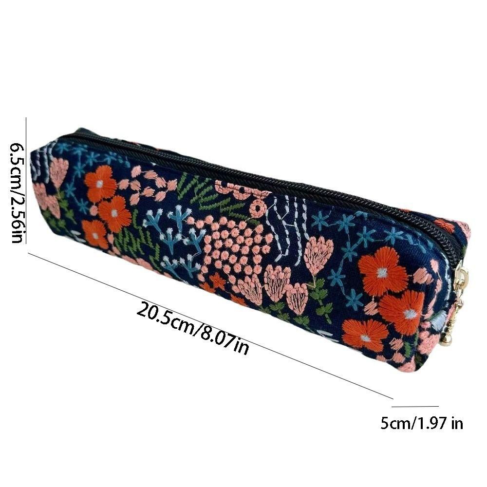 Flower Korean Style Pen Bag Print Cloth Stationery Bag Fashion Embroidered Pencil Case Student