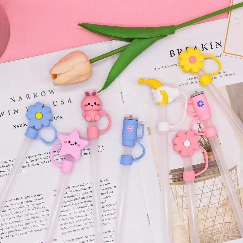 1 шт. силиконовая заглушка для соломинки для стеклянной бутылки с водой в форме цветка, защитный колпачок от пыли, наконечники для соломинок, аксессуары для стаканчиков для соломинок 6-8 мм