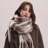 Winter 2024 Women's Mohair Plaid Scarf: High-End, Korean Style, Versatile, Furry, Thick, Warm.